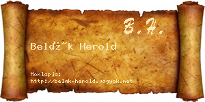 Belák Herold névjegykártya